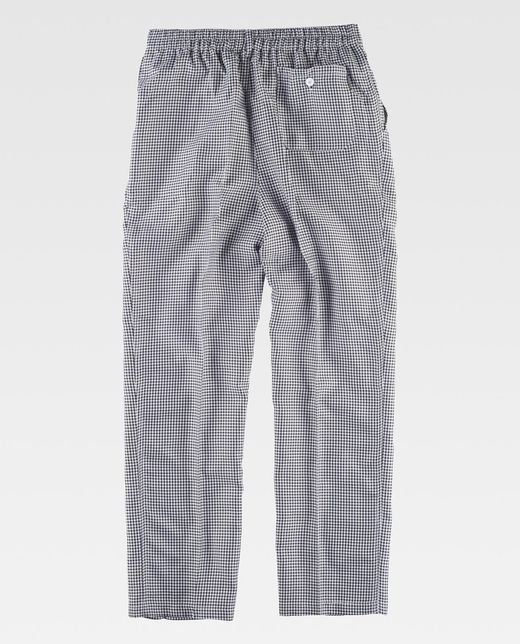 Pantalón pata de gallo cintura elástica con bragueta y botón Blanco / Negro