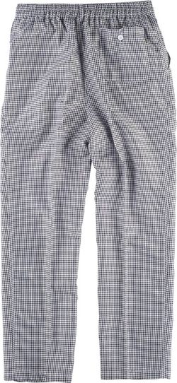 Pantalón pata de gallo cintura elástica con bragueta y botón Blanco / Negro