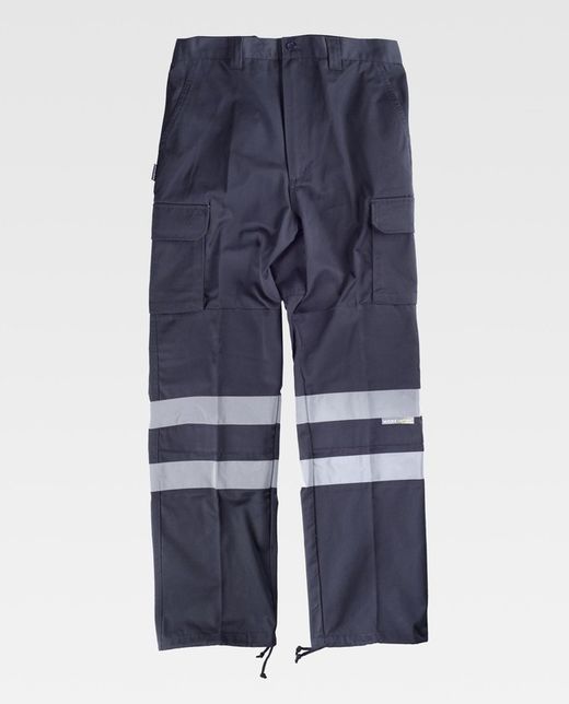 Hose ohne Gummizug mit Verstärkung, Mehrfachtaschen und 2 reflektierenden Bändern Marino