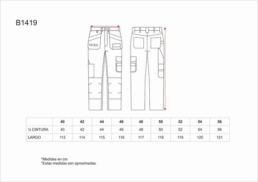 Hose ohne Gummizug, kontrastierende Knieschützer und Taschen, Werkzeugtaschen Navy Grey