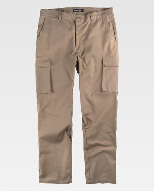 Chinohose, Mehrfachtaschen, elastischer Stoff Beige