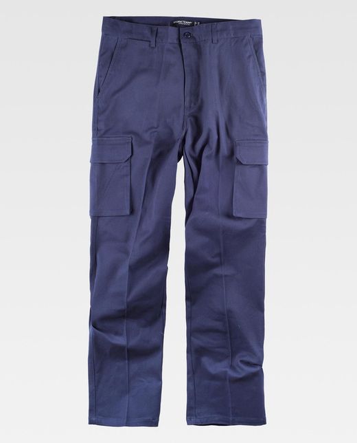 Pantalón tipo chino multibolsillos tejido elástico Marino