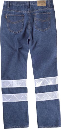 Pantalón vaquero con cintas refelctantes de 7 cm Vaquero