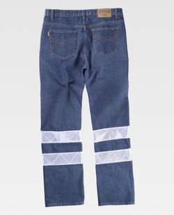 Pantalón vaquero con cintas refelctantes de 7 cm Vaquero