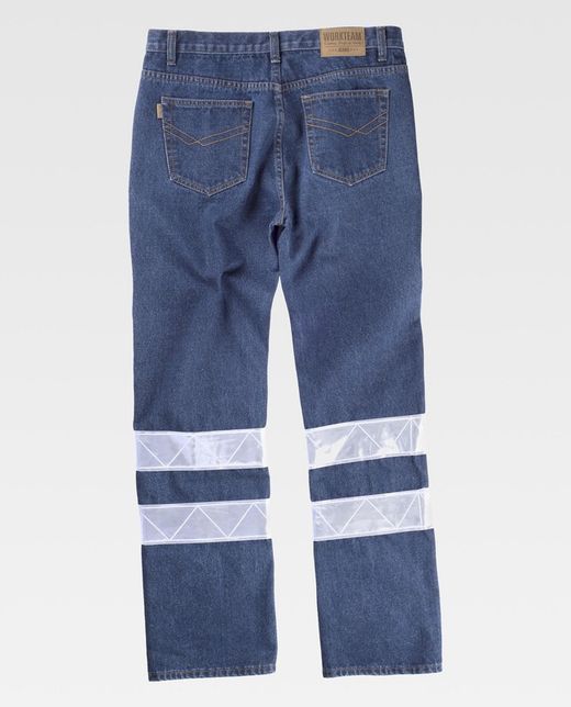 Pantalón vaquero con cintas refelctantes de 7 cm Vaquero