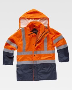 Parka 4 en 1 alta visibilidad con softshell Marino Naranja