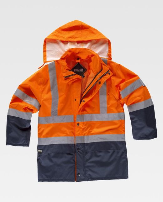 Parka 4 en 1 alta visibilidad con softshell Marino Naranja