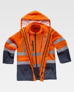 Parka 4 en 1 alta visibilidad con softshell Marino Naranja