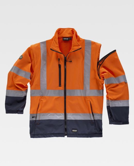 Parka 4 en 1 alta visibilidad con softshell Marino Naranja