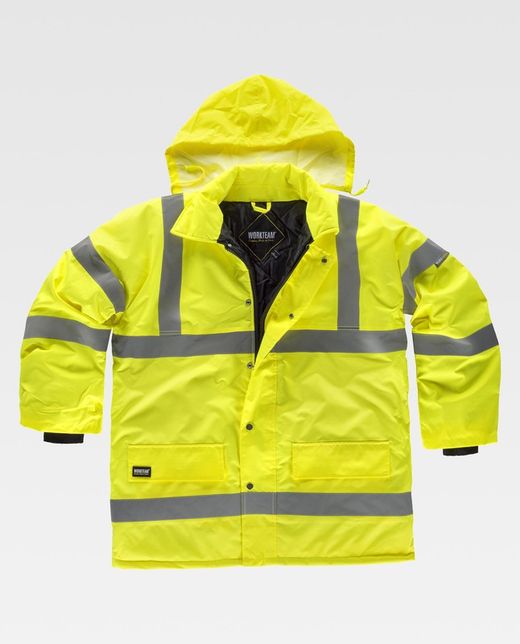 Parka acolchada alta visibilidad con cintas reflectante Amarillo