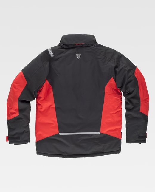 Parka acolchada combinada Color Negro+Rojo