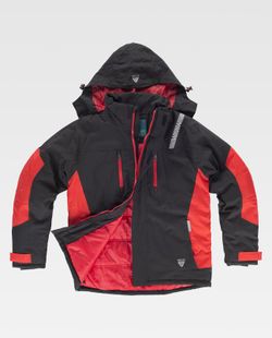 Parka acolchada combinada Color Negro+Rojo