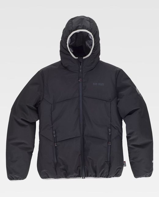 Parka matelassée femme GÏLLD, avec capuche et fines coutures décoratives.  Noir