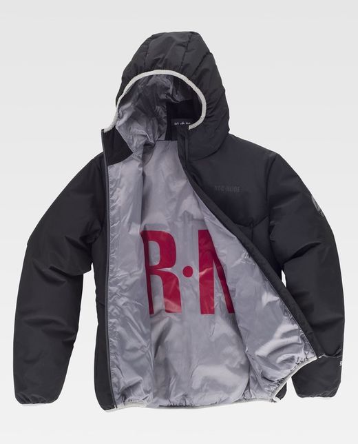 Parka acolchada GÏLLD de mujer, con capucha y finas costuras decorativas.  Negro