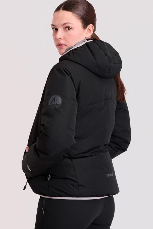 Parka acolchada GÏLLD de mujer, con capucha y finas costuras decorativas.  Negro