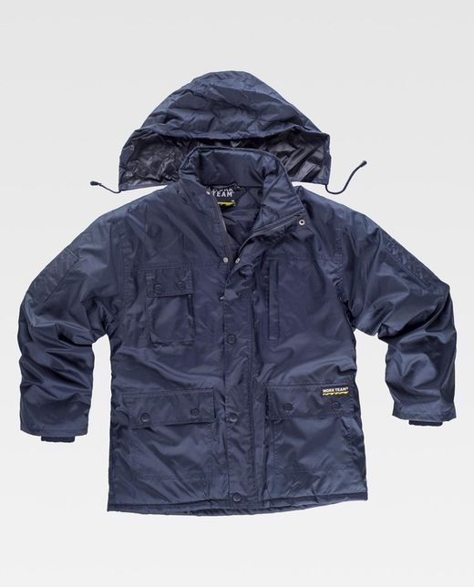 Einfacher gepolsterter und wasserdichter Parka, Kapuze Navy