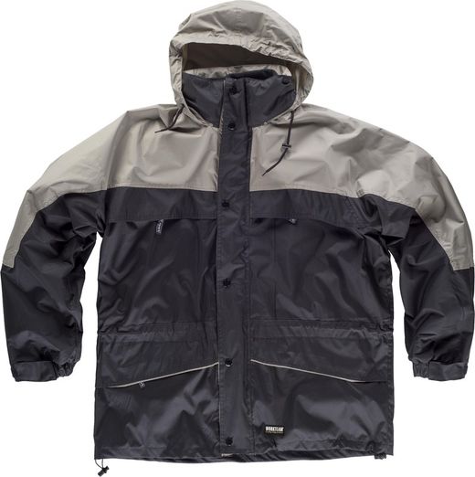Parka in pile bicolore, impermeabile e staccabile Nero Beige