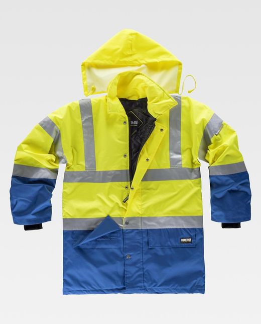 Kombinierter Parka mit hoher Sichtbarkeit und reflektierenden Bändern EN471 Azulina Amarillo AV