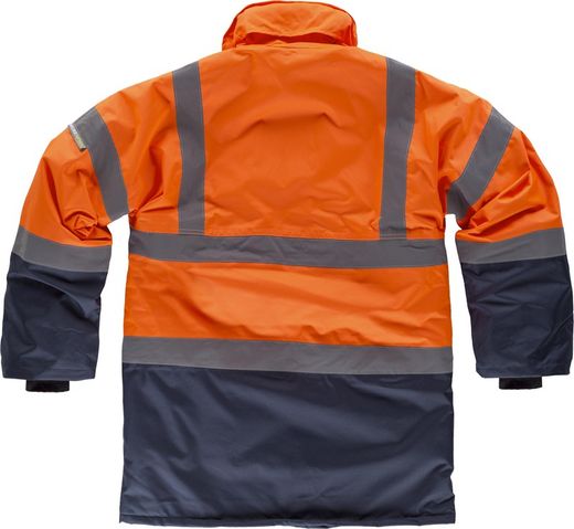 Kombinierter Parka mit hoher Sichtbarkeit und reflektierenden Bändern EN471 Orange AV Navy