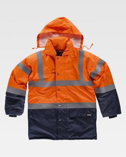 Kombinierter Parka mit hoher Sichtbarkeit und reflektierenden Bändern EN471 Orange AV Navy