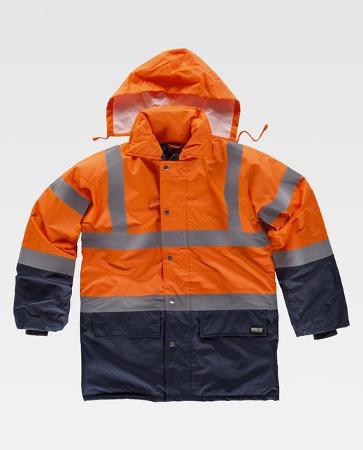 Kombinierter Parka mit hoher Sichtbarkeit und reflektierenden Bändern EN471 Orange AV Navy