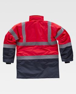 Parka combinada rojo alta visibilidad con cintas reflectante Rojo / Marino