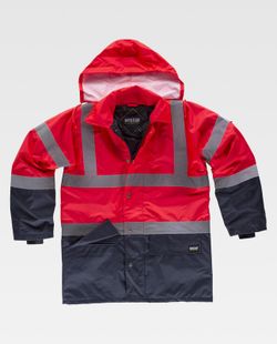 Parka combinada rojo alta visibilidad con cintas reflectante Rojo / Marino