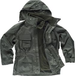 Abnehmbarer Parka mit Innenfutter aus Fleece und reflektierenden Paspeln Grün