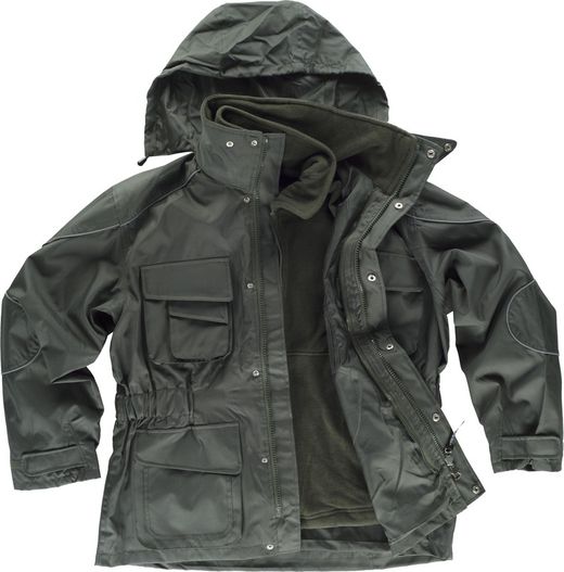 Abnehmbarer Parka mit Innenfutter aus Fleece und reflektierenden Paspeln Grün