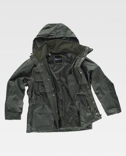 Abnehmbarer Parka mit Innenfutter aus Fleece und reflektierenden Paspeln Grün