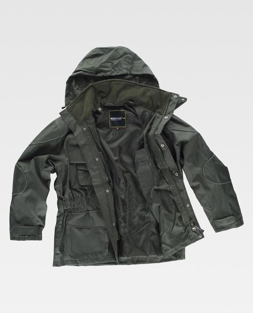 Abnehmbarer Parka mit Innenfutter aus Fleece und reflektierenden Paspeln Grün