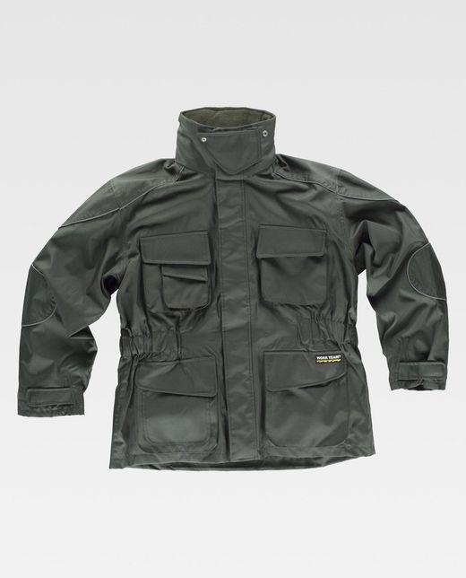 Abnehmbarer Parka mit Innenfutter aus Fleece und reflektierenden Paspeln Grün