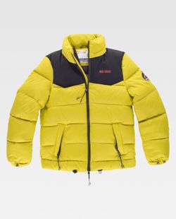 Parka Exterior: 100% Nylon reciclado. Relleno: 100% Pluma de pato reciclada. Forro: 100% Poliéster. de color Amarillo Oscuro Ref: 12103103