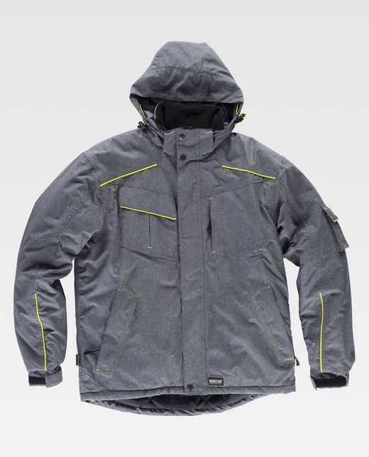 Melierter Parka mit Nähten und gut sichtbaren Paspeln Grau