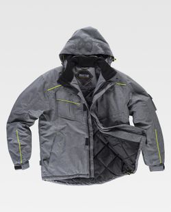 Melierter Parka mit Nähten und gut sichtbaren Paspeln Grau