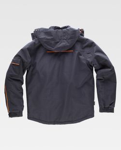 Parka jaspeada con costuras y vivos alta visibilidad Negro