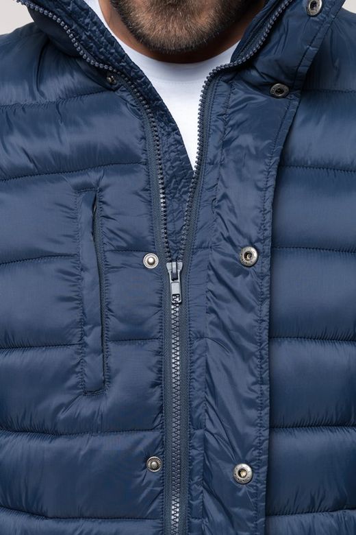 Parka acolchoada leve com capuz para homem