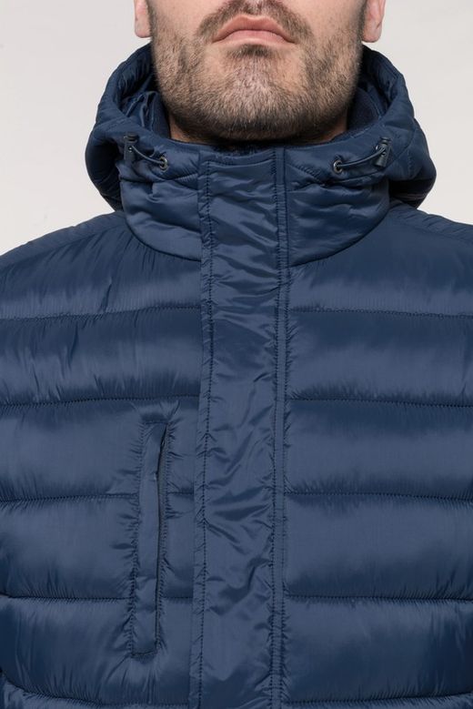 Parka acolchoada leve com capuz para homem