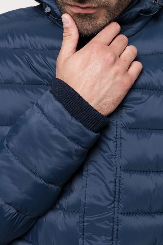 Parka acolchoada leve com capuz para homem