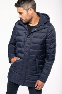 Parka acolchoada leve com capuz para homem