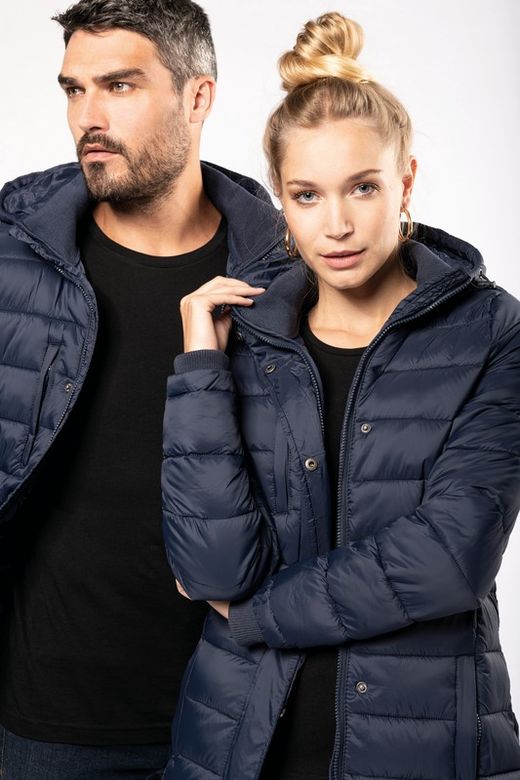 Parka acolchoada leve com capuz para homem