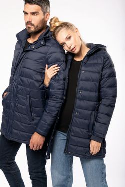 Parka acolchoada leve com capuz para homem