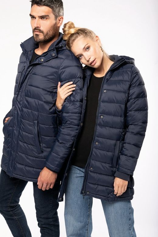 Parka acolchoada leve com capuz para homem