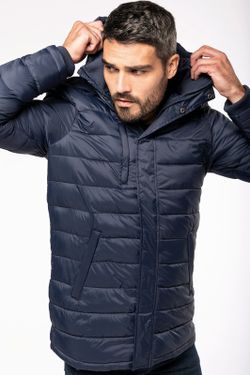 Parka acolchoada leve com capuz para homem
