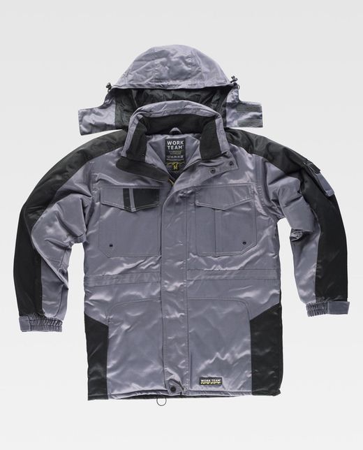 Parka Linie 9 kombiniert, gepolstert und wasserdicht Stoff Beaver Nylon Grey Black