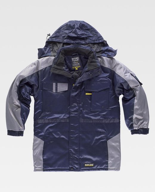 Parka Linie 9 kombiniertes, gepolstertes und wasserdichtes Gewebe Beaver Nylon Navy Grey
