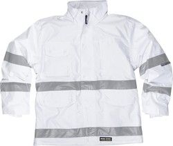 Parka en tissu Oxford matelassé, zip, multipoches Blanc