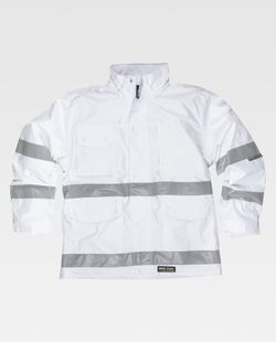 Gesteppter Parka aus Oxford-Stoff, Reißverschluss, Multipockets Weiß