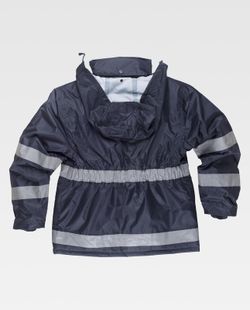Gesteppter Parka aus Oxford-Stoff, Reißverschluss, Navy mit mehreren Taschen