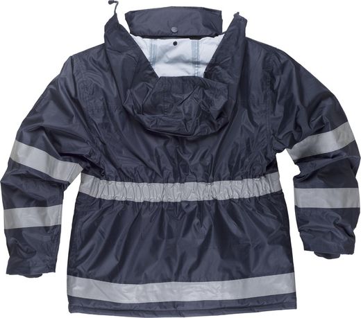 Gesteppter Parka aus Oxford-Stoff, Reißverschluss, Navy mit mehreren Taschen
